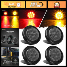 4pcs 2 Round Led Side Marker Clearance Lights - Smoked Lens Waterproof 12v 2 4pcs 2 Round Led Side Marker Clearance Lights - Smoked Lens Waterproof 12v 2