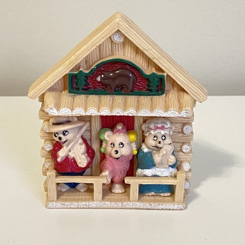 Vintage Nobel Hall Three 3 Lodge Bears Log Cabin Rubber Refrigerator Magnet Set