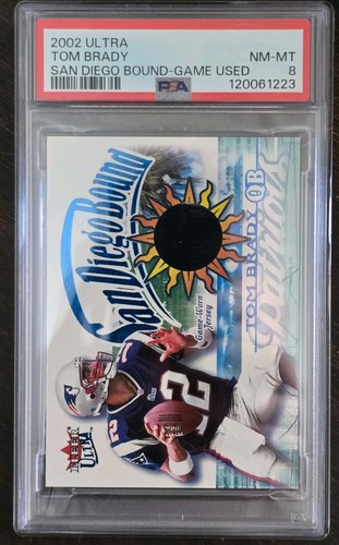 Tom Brady 2002 Ultra San Diego Bound Game-Used Jersey PSA 8 NM-MT POP 15 🔥