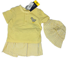 NWT Gap Baby Boy Girl 3-6 Month Yellow Spring Duck Embroidered Short Set  Hat