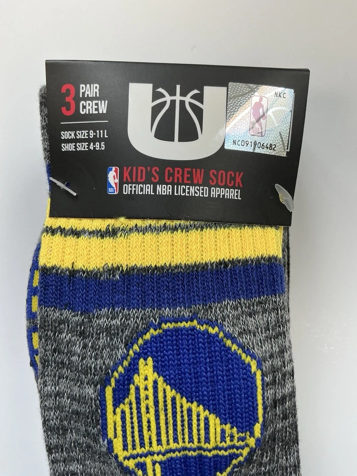 Calcetines NBA Ultra Game Golden State Warriors para niños, paquete de 3, talla de zapato 4-9,5 Foto 2 de 4