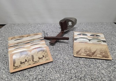 Antique Underwood and Underwood Stereoscope 3D Viewer With 81 Keystone Cards