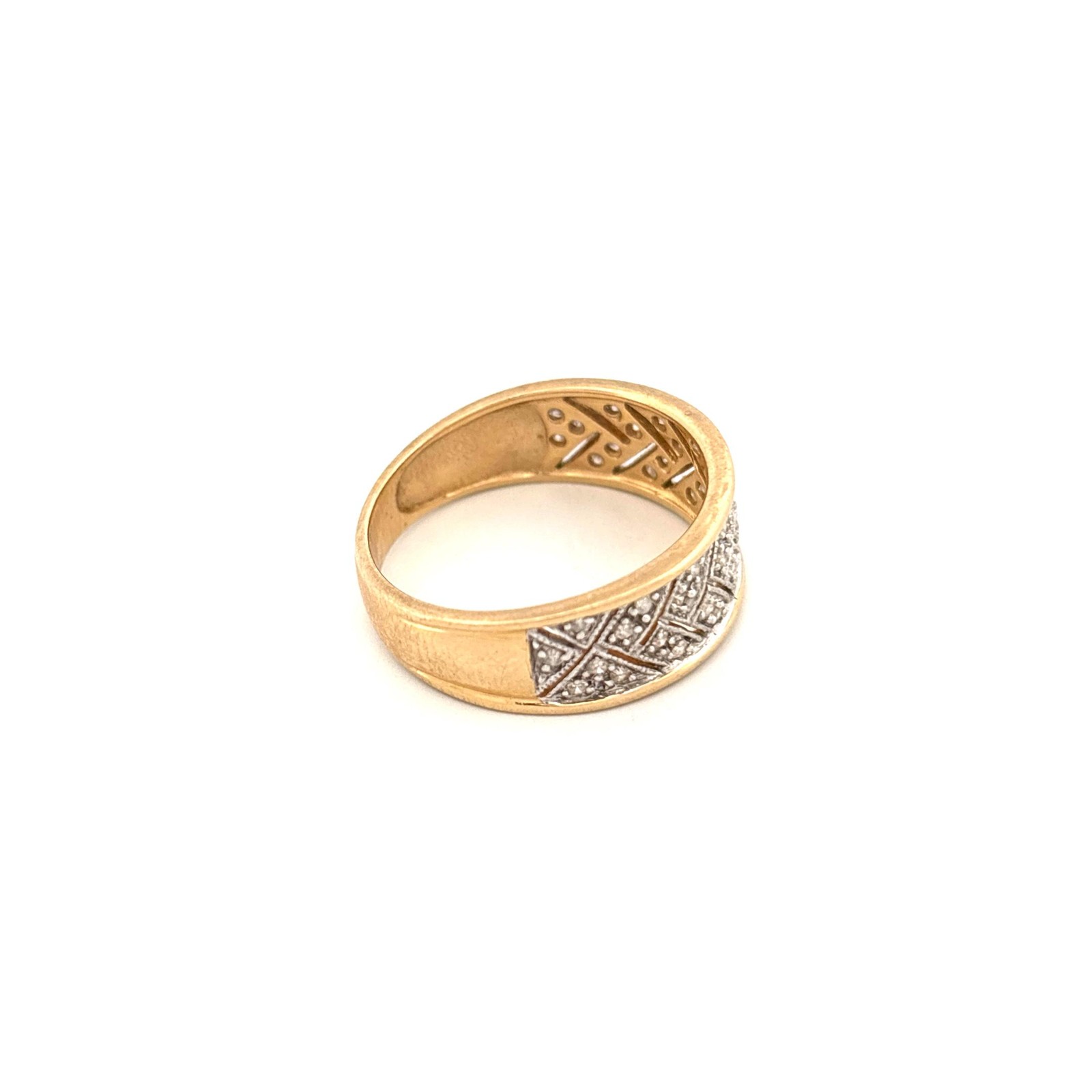 14K Herringbone Diamond Ring - image 7