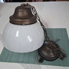 Antique Acorn White Milk Glass Globe Schoolhouse Light Fixture