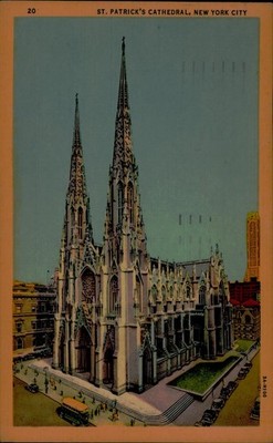 Curteich St Patricks Cathedral New York City Vintage Linen Postcard Postmarked