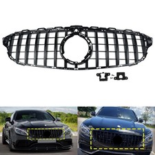 Schwarz GT Panamericana Grill für Mercedes W205 S205 A205 Kühlergrill mit Kamera