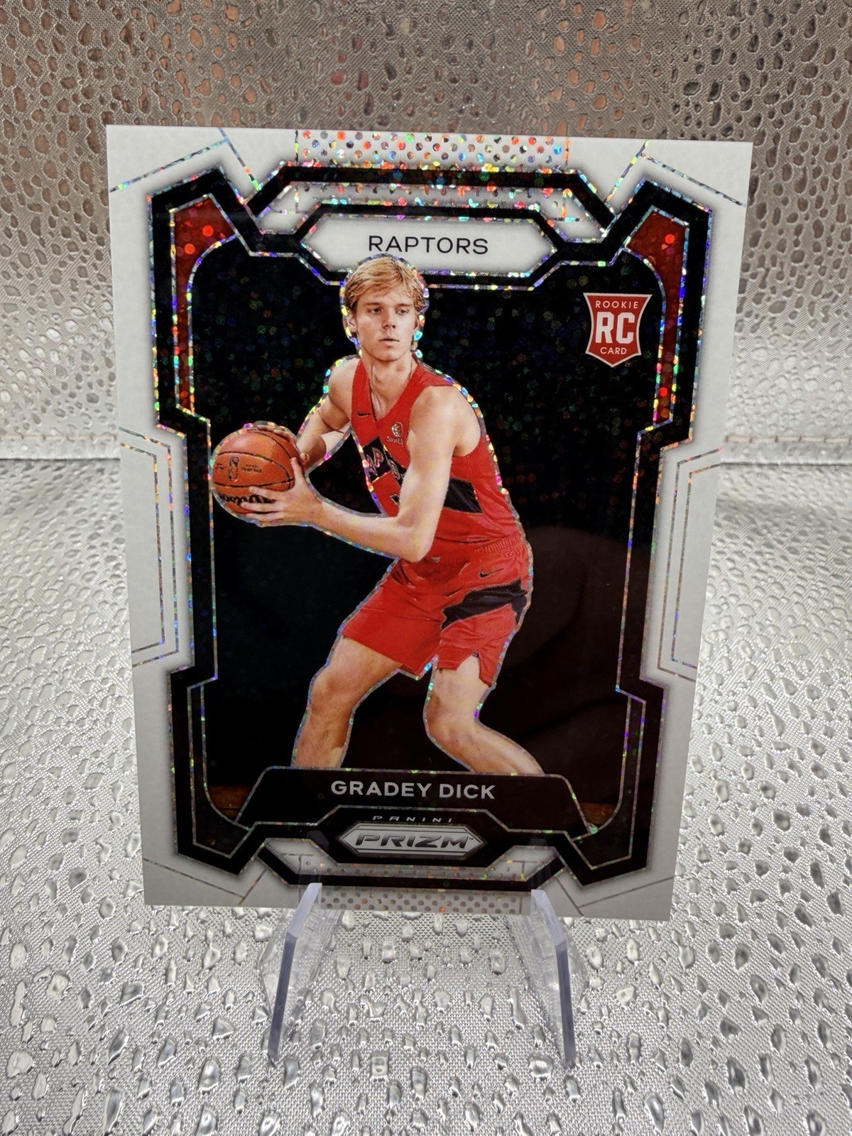 2023 Prizm Gradey Dick SP SSP White Sparkle Rookie RC #134 Raptors