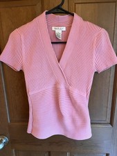 August Silk Knits Pink Blouse Vintage Size Me...