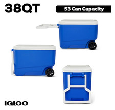 Igloo Wheelie Cool 38 QT Hard Sided Cooler with Wheels, Blue