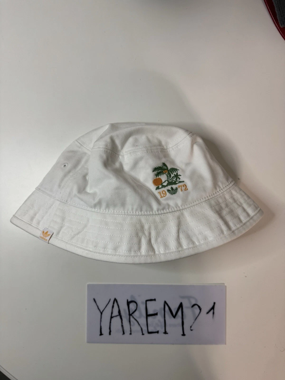 Adidas Hat Bucket Adult One Size White Green Trefoil Logo Mens Cap Cap Hat