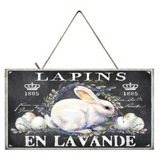 White Easter Bunny Printed Handmade Sign