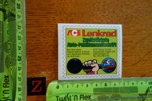 Alter Aufkleber Verkehr Automobilclub Spruch Verlag Stuttgart ACE Lenkrad (C)