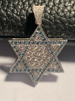 DIAMONDS PENDANT MAGEN DAVID WHITE AND SKY BLUE DIAMONDS VS COLLECTION
