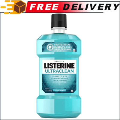 Listerine Ultraclean Oral Care Antiseptic Mouthwash Oral Rinse Cool Mint, 1 L