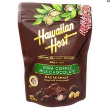 3 HAWAIIAN HOST KONA COFFEE MILK CHOCOLATE MACADAMIAS 8 oz.