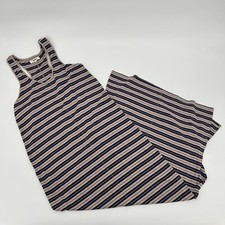 Madewell Dress Womens Extra Small Black Beige Striped Sleeveless Maxi Casual