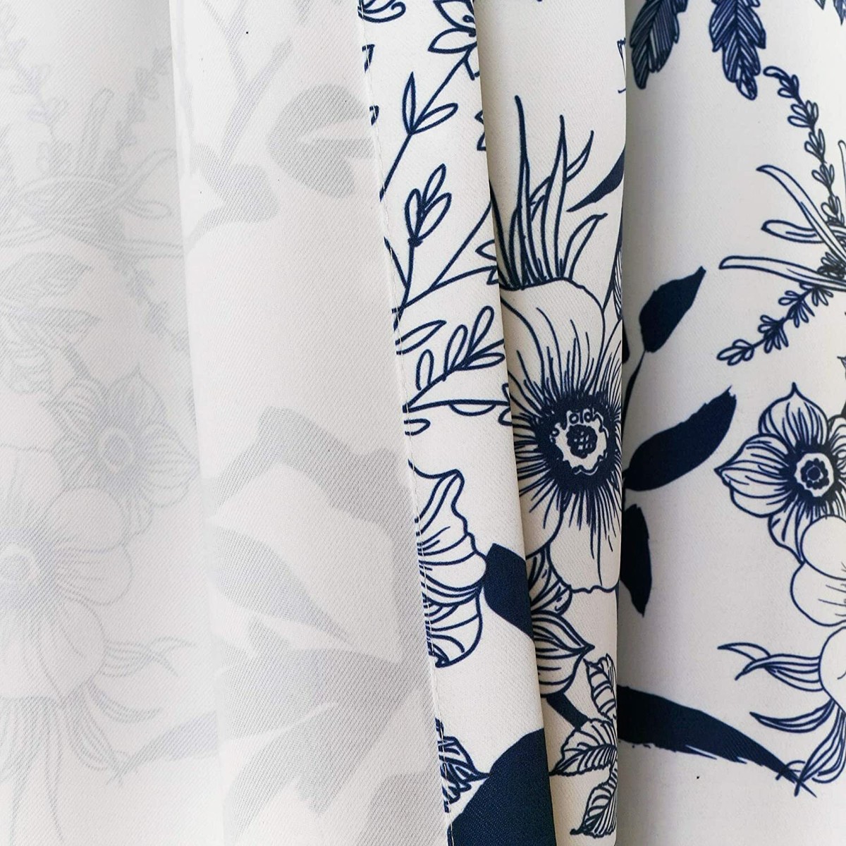 VOGOL Birds And Floral Printed Grommet Curtains Retro