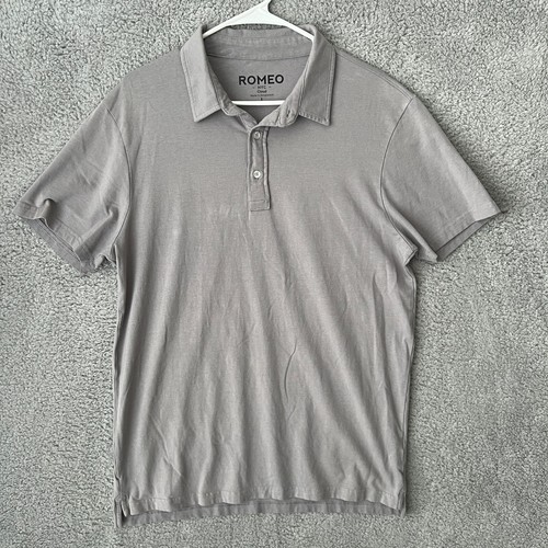 Romeo NYC Shirt Mens Large Gray Cloud Polo Golf Short Sleeve Performance Preppy