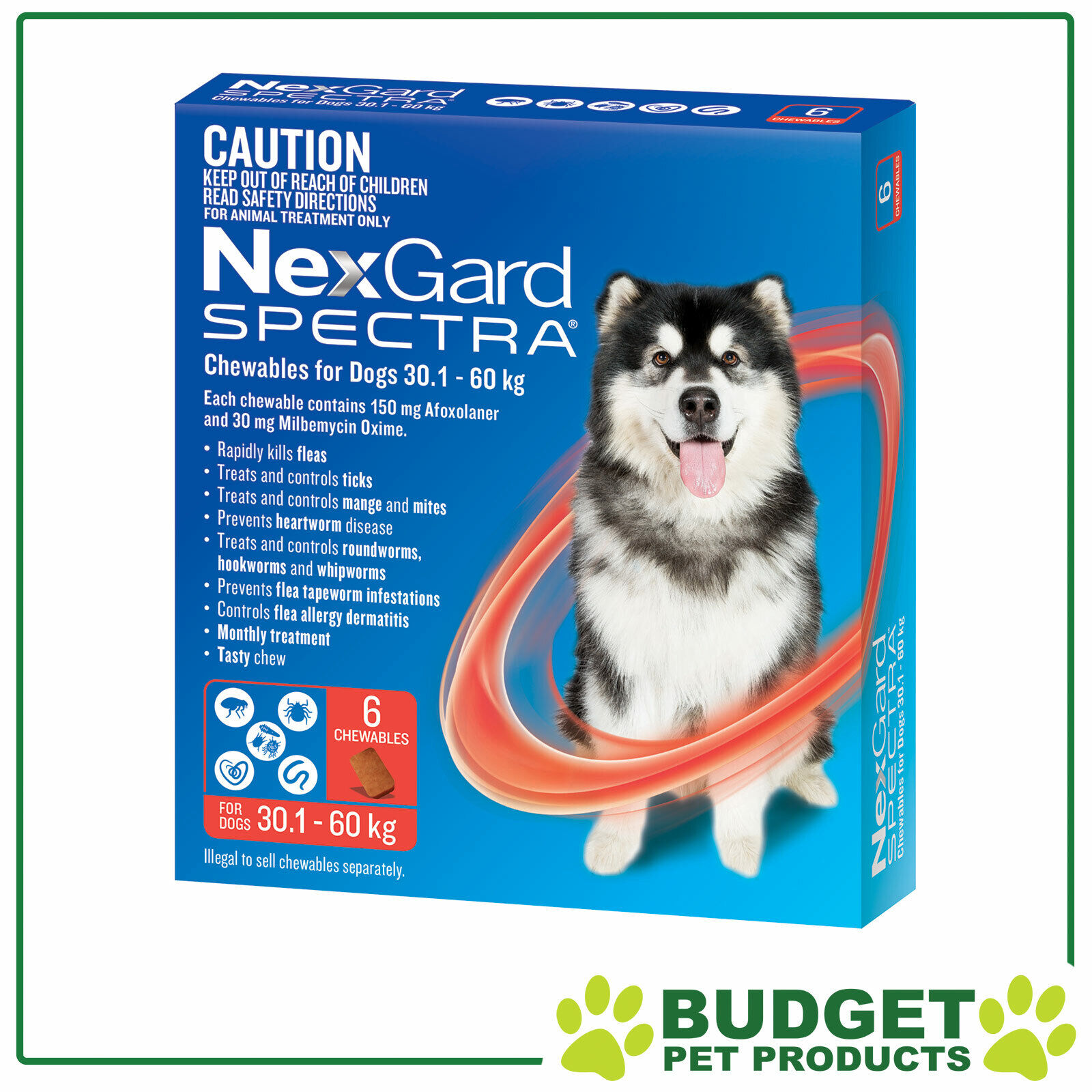 NexGard Spectra Chewables For Dogs Red 30.1-60kg 6 Pack