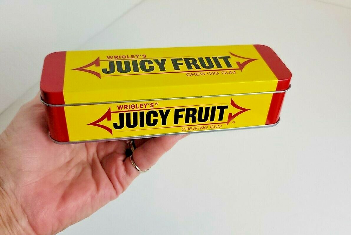 Wrigley's Juicy Fruit ヒンジボックス Wrigley's® JUICY FRUIT Chewing Gum Metal Hinged Tin Container