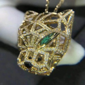 Authentic 2ct Cubic Zirconia Mens Custom lion Pendant 14k Yellow Gold plated Silver
