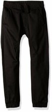 Southpole Little Boys' Solid Stretch Twill Long Jogger Pants, Black Small