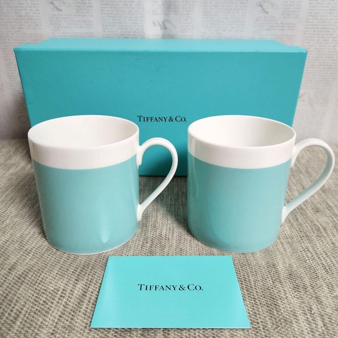 Tiffany&Co Color Block Mug Cup Set Blue White Bone China Tiffany&Co Color Block Mug Cup Set Blue White Bone China