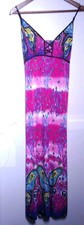 Silk spaghetti strap maxi dress size small butterflies peacocks sexy elegant