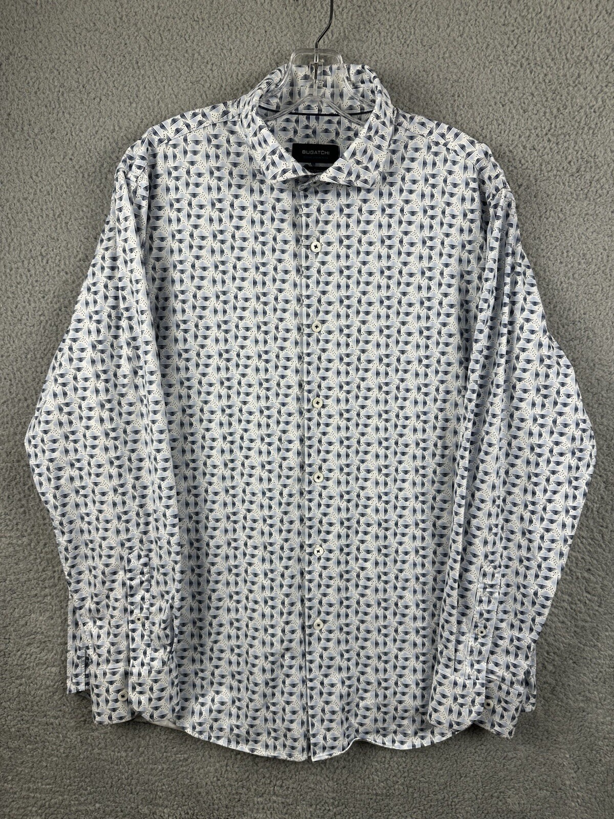 Bugatchi Men's L Oooh Cotton Tech 8-Way Stretch Geometric Print Button Up Shirt
