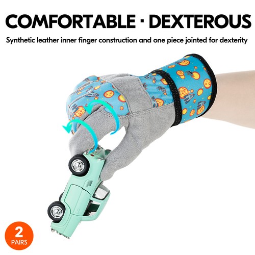Vgo 2 Pairs Kids Gardening, Lawing, Working DIY Gloves (Pink&Blue,KID-MF3561) - Picture 5 of 7
