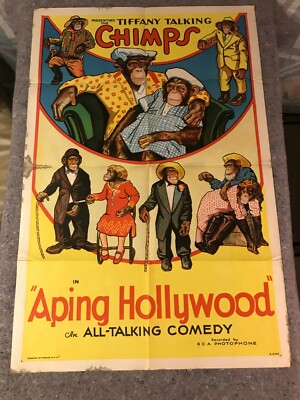 APING HOLLYWOOD 1931 ORIG. 1 SHEET MOVIE POSTER 27''x41'' (G+) NEUFELD  VERY RARE 