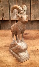 Vintage Hand Carved Wooden Mountain Goat Folk Art Ornament Figurine Home Decor