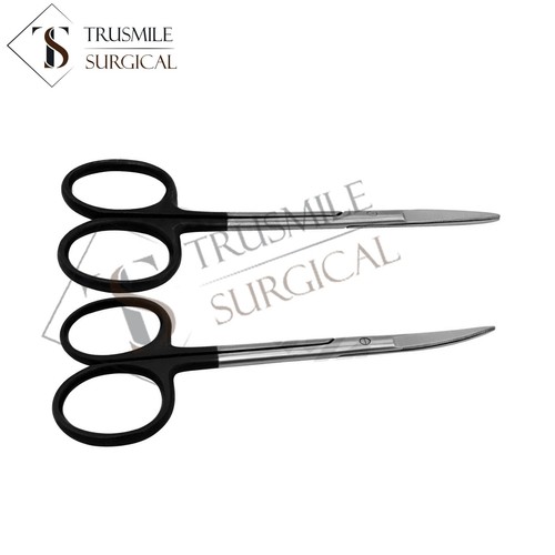 New Set of 2 TC Supercut Iris Scissors, 4.5", Curved+straight One Serrated Blade - Picture 2 of 5