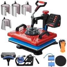 VEVOR 10 in 1 Stampante Sublimazione Pressa a Caldo Girevole a 360 Gradi Rossa