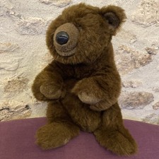 O/ Grande Peluche Nounours Ours Brun Marron Nez Noir