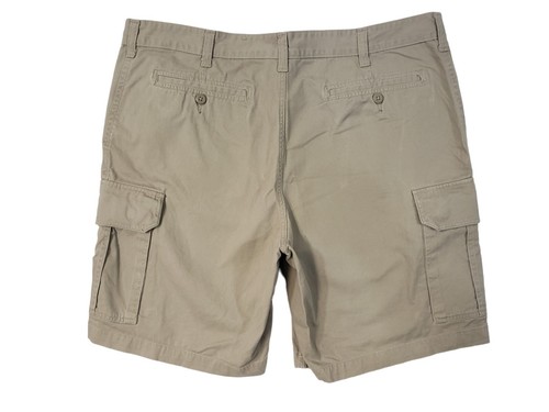 Faded Glory Mens Shorts 44 x 9 Regular Fit Flat Front Cargo Pockets Khaki Brown - Picture 2 of 8