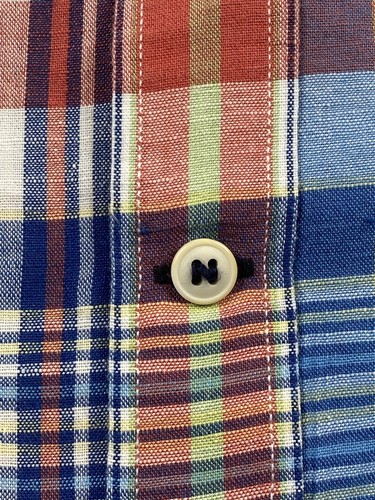 Nautica Shirt Mens L Large White Blue Red Sail Plaid Button Up Short Sleeve - Picture 5 of 12
