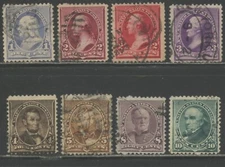 US Sc#219-223 (incl. 219D), 225-226 1890 1c-10c ABN Small Size F-VF Lot Used