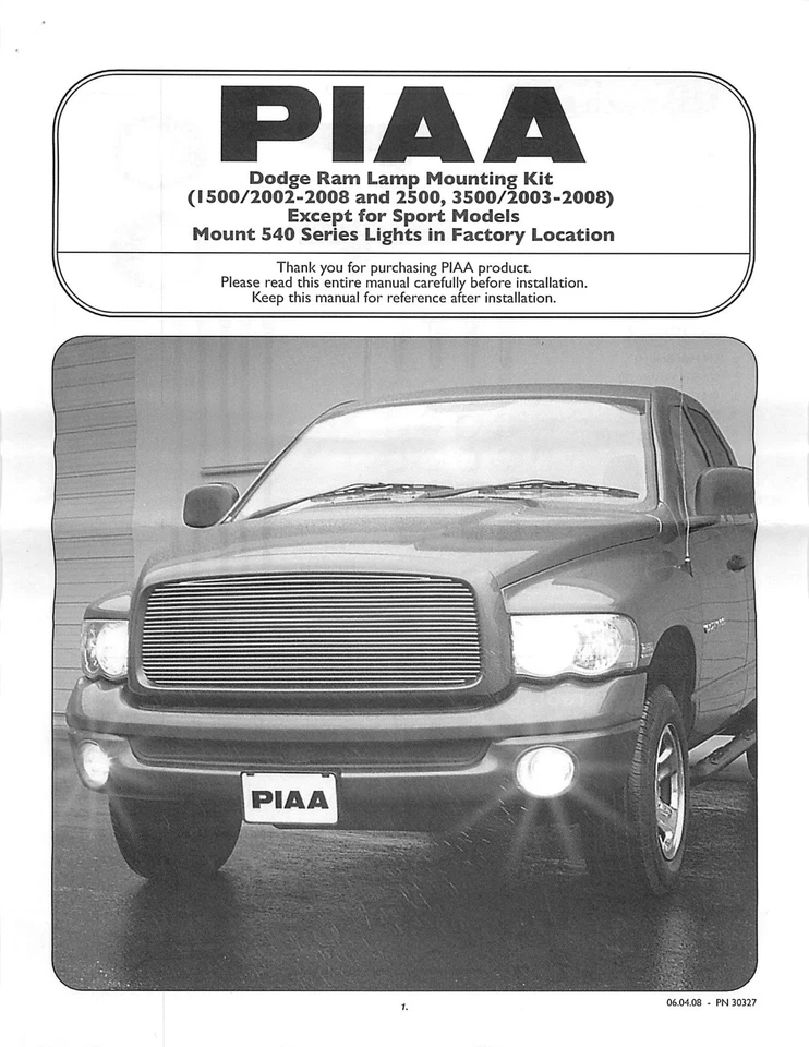 Kit de montaje de lámpara PIAA 30320 para Dodge Ram 1500 2500 3500 2002-2008 Foto 3 de 4