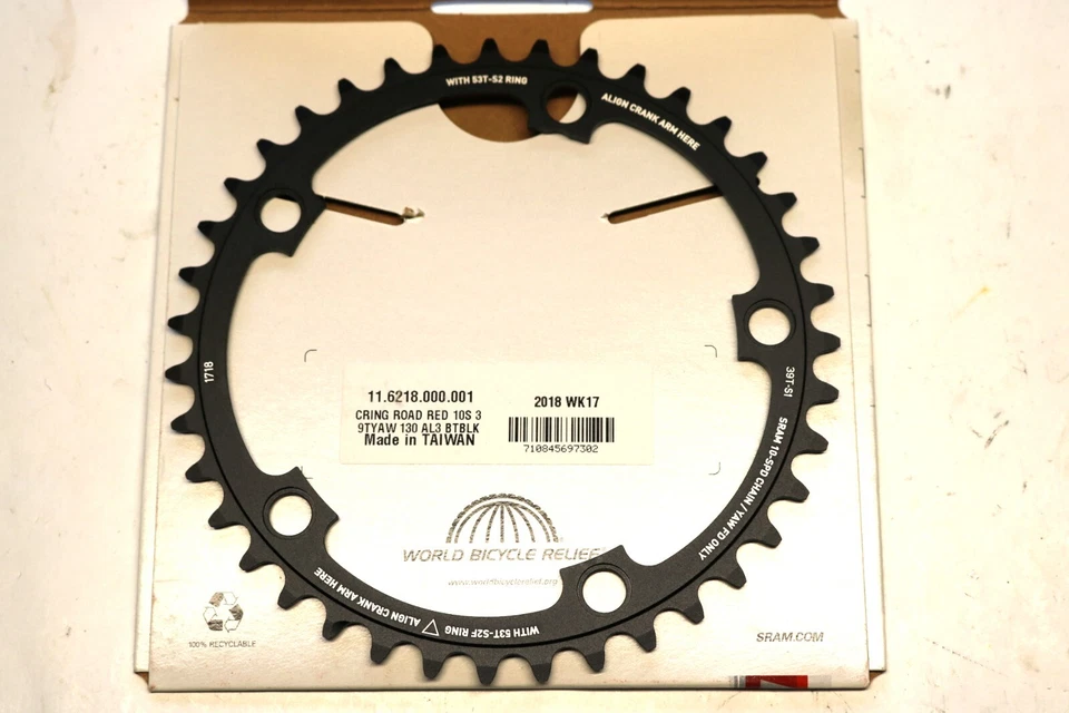 NUEVO Plato Sram Red Yaw 39T x 130 mm BCD 10 velocidades 2018 negro bicicleta de carretera Force Foto 2 de 3