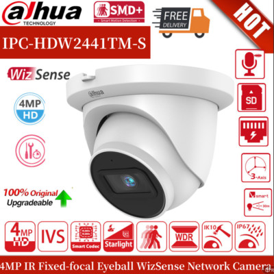 New! Dahua 4mp Starlight AI security IR IP Camera poe IPC-HDW2441TM-S Mic Home
