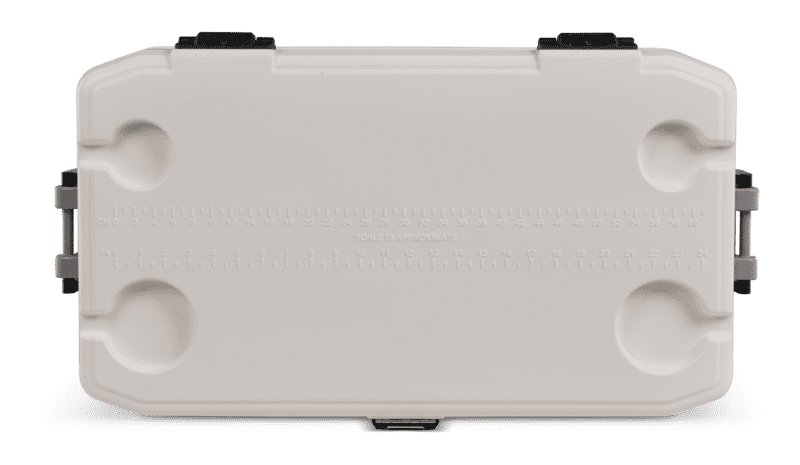 Marine 70-Quart Cooler With Cup Holders, White and Moonscape