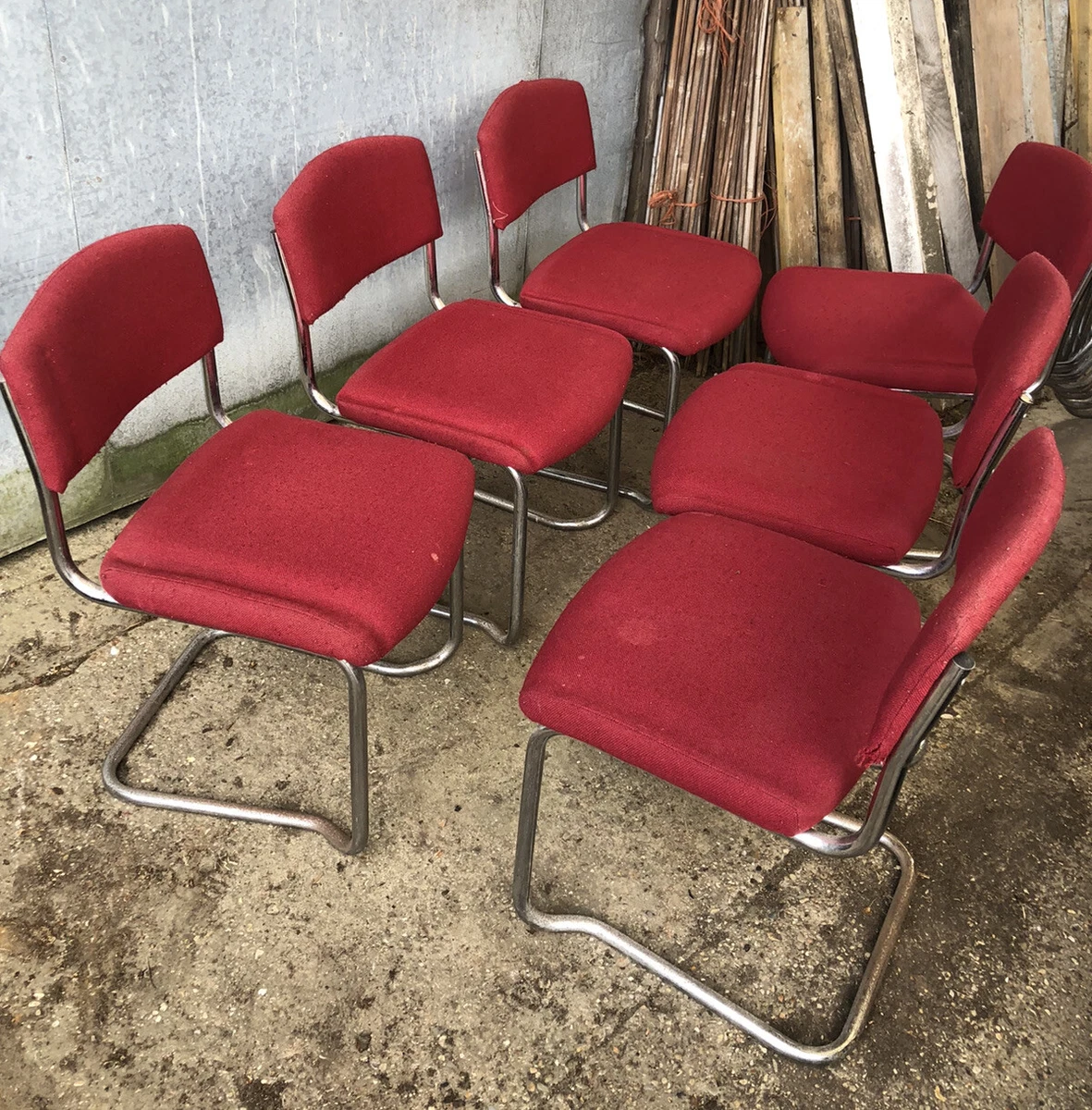 Red metal deals chairs