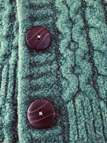 Kilronan Knitwear Irish Cable knit Vtg Green heavy wool Kids cardigan sweater - Picture 4 of 6