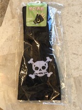 New Halloween Fingerless Skeleton Gloves Skull Cross Bones Mid-forearm Knit
