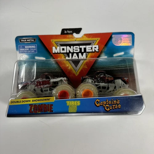 Spin Master 2019 Monster Jam Set Zombie & Captain’s Curse With Glow Tires
