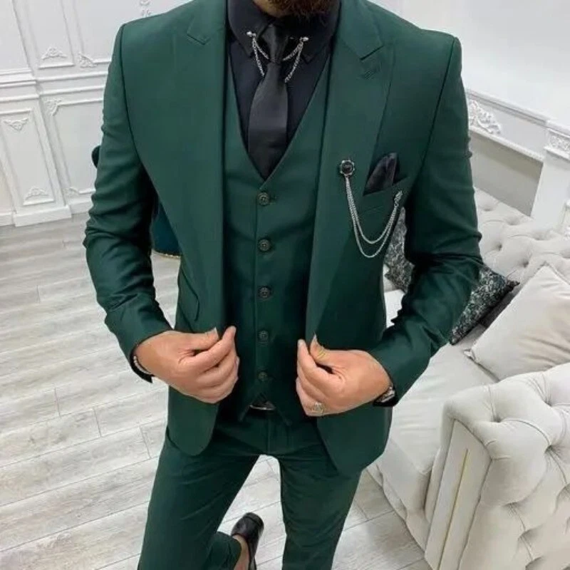 Nuevo Traje Blazer Formal de Boda para Hombres Traje de Tres Piezas Alojamiento Banquetes Talla Grande Foto 4 de 4