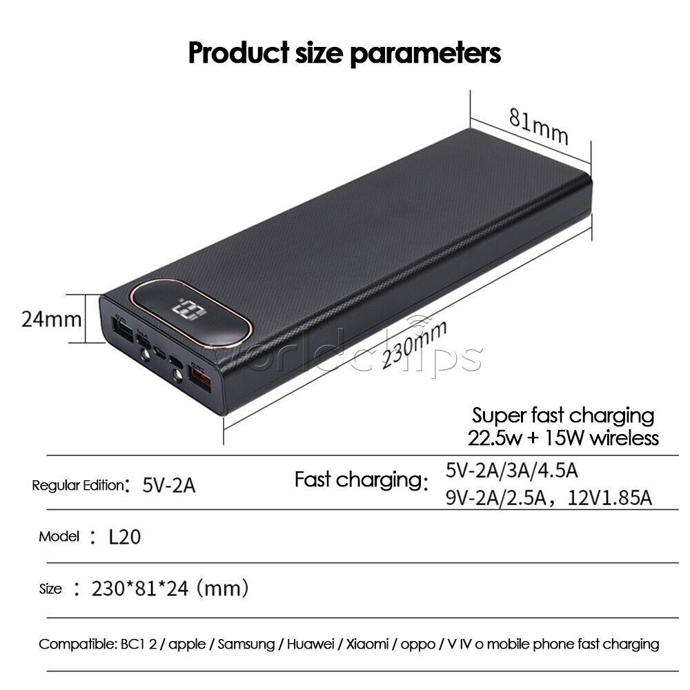 Power Bank 18650 Case Diy QC3.0 5V 9V 12V Battery Holder Fast