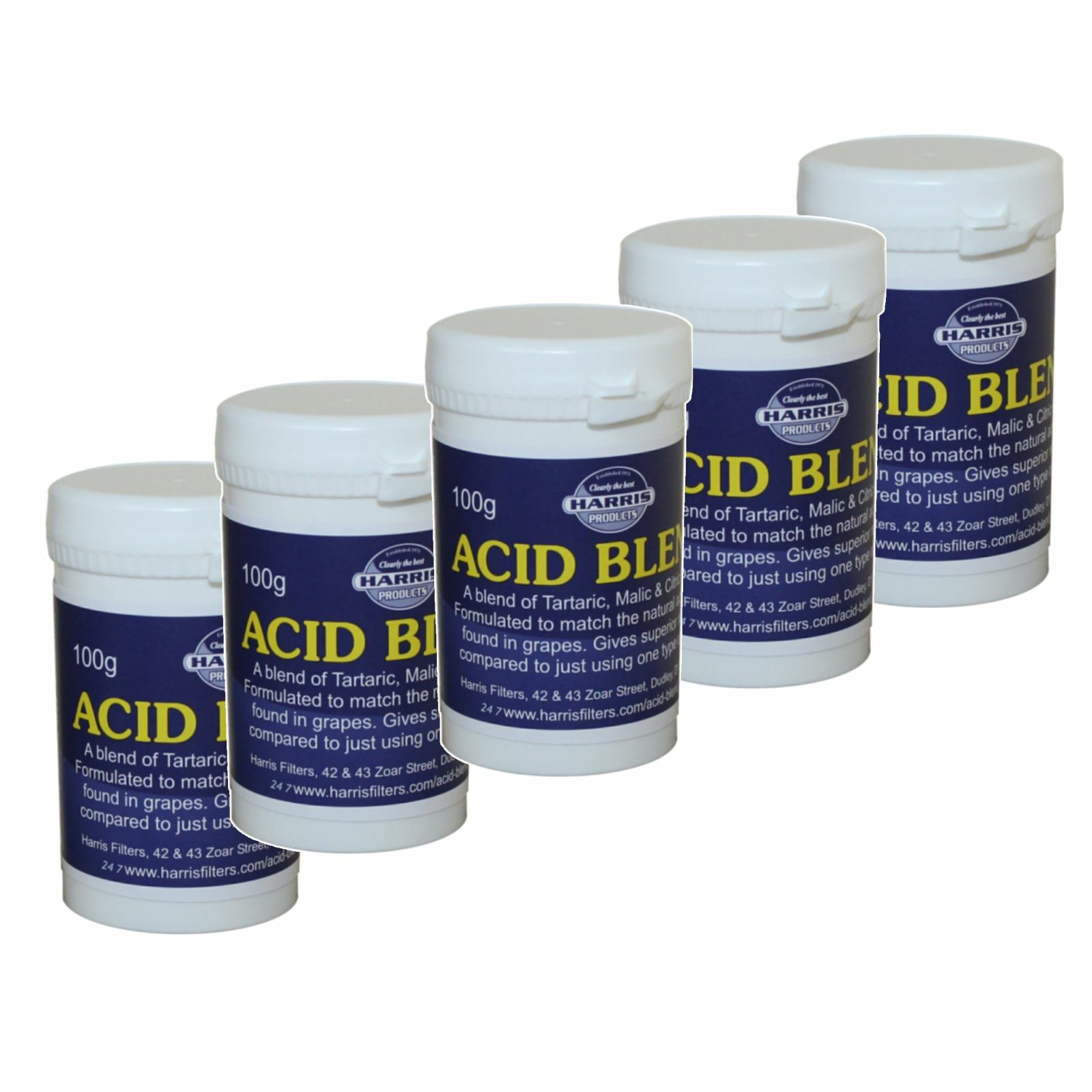 5x Harris Pre-Mixed Acid Blend 100g Citric, Malic & Tartaric acid for Homebrew