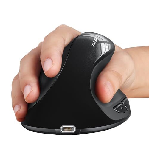 Vassink Ergonomic Wireless Vertical Mouse with Type-C Rechargeable Design for Comfort and Reduced Wrist Strain